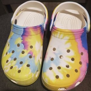 Pastel Tie Dye Crocs, size 8 womens